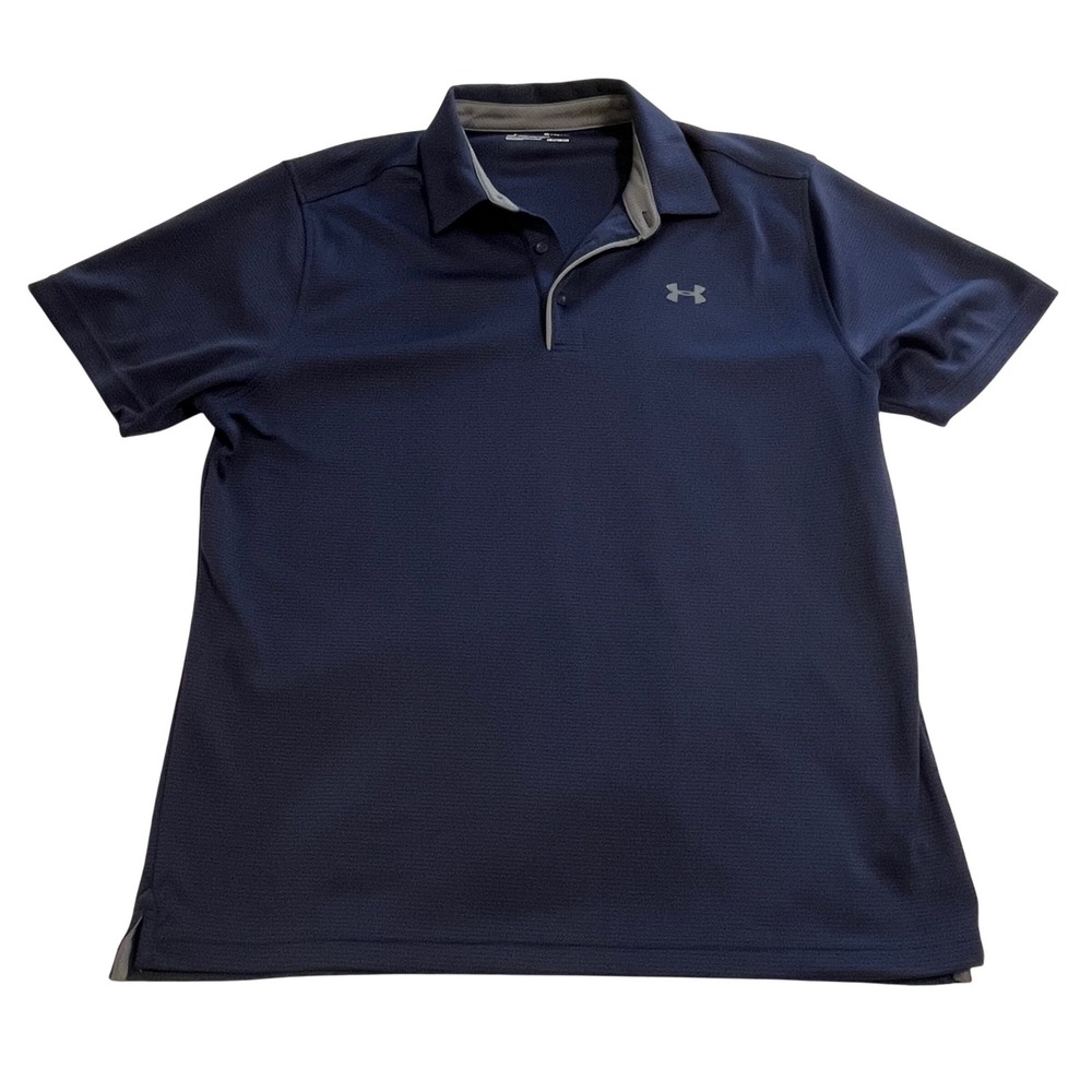Under Armour Mens Navy‎ Blue HeatGear Performance Golf Polo Shirt Short Sleeve L